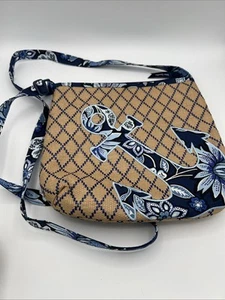 Vera Bradley gewebte Handtasche Argyle Muster Anker blau hellbraun Sommer Strand Crossbody - Bild 1 von 4