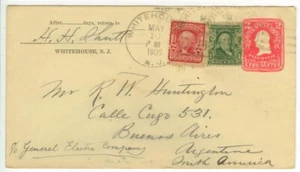 1909 Whitehouse New Jersey Doane cancel to Argentina 2ct PSE uprated - Picture 1 of 2