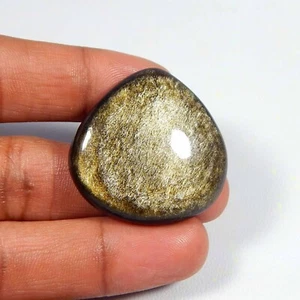 Pietra preziosa a forma di cuore ossidiana lucida dorata scintillante cabochon naturale 56 cts #7414 - Foto 1 di 7