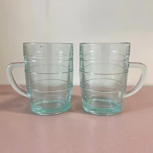 Par de tazas de cerveza soviéticas vintage de vidrio verde de 0,5 litros de la década de 1970 URSS pub barware retro - Imagen 1 de 8