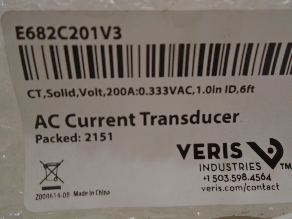 *NUEVO* TRANSDUCTOR DE CORRIENTE AC VERIS E682C201V3 SERIE 200A/0.333V 600VAC E682x Foto 1 de 4