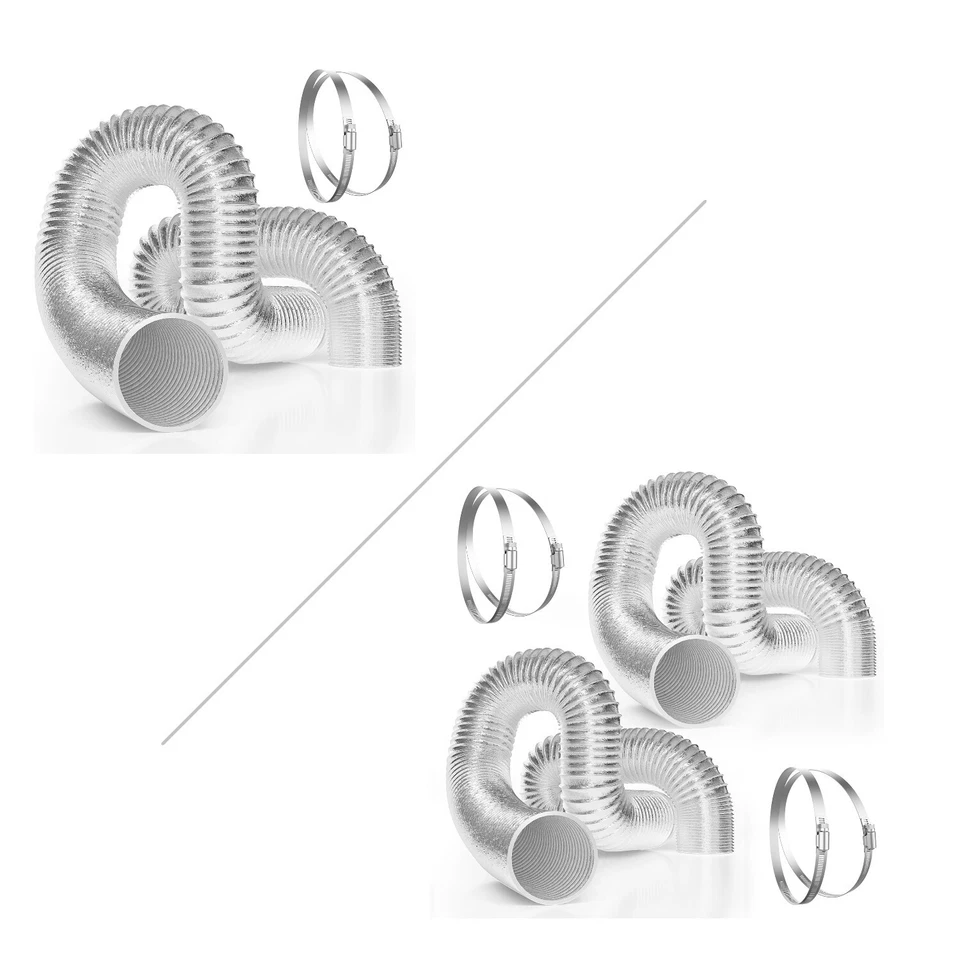 VIVOSUN 4'' 6" 8'' Flexible Aluminio Secador de Conductos de Aire Manguera de Ventilación HVAC con Abrazaderas Foto 1 de 4