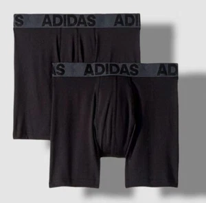 $25 Adidas Boys Black Stretch Mid-Rise 2-Pair Boxer Briefs Underwear Size S - Picture 1 of 1