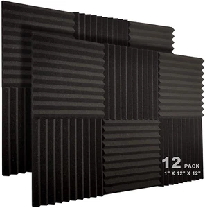 Paquete de 12 paneles de espuma acústica, 1"" X 12"" X 12"" cuñas de insonorización de estudio Fire Re - Imagen 1 de 12