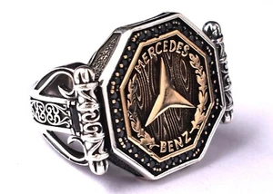 925 Sterling Solid Silver Custom Made Logo Bikers Gothic Ring RS-1621 - Picture 1 of 8