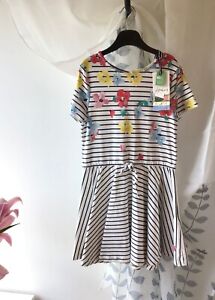 Joules Girls Fiona Jersey Dress, BNWT, Age: 7 yrs, 122 cm, Striped, Floral