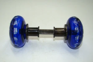 Bohemian Glass Cobalt Blue Cut To Clear Door Knob - Picture 1 of 3