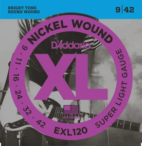 Cuerdas de guitarra eléctrica enrolladas en níquel D'Addario EXL120, súper ligeras, 09-42 - Imagen 1 de 1