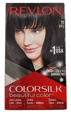 REVLON Colorsilk Tönung Haare Ohne Ammoniak 10 Black - Schwarz 3D NEU Nr.  1 USA - Bild 1 von 2