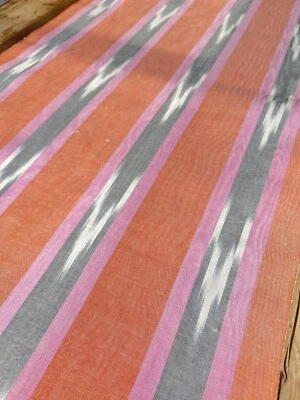 Ikat Striped Pattern Moiré Fabric By 2 Yards – Luxurious Silk. - Image 1 of 4