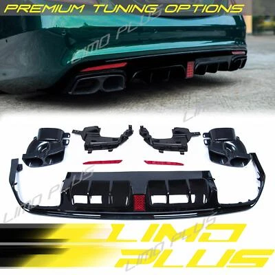 Gloss Black Rear Diffuser w/ Tips For 2014-2017 Mercedes W222 S550 S500 AMG Foto 1 de 4