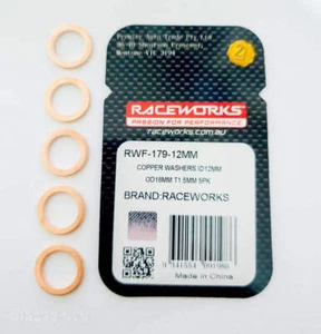 Raceworks Copper Washers 12mm ID x 18mm OD x 1.5mm Thick - 5 pack - Picture 1 of 1