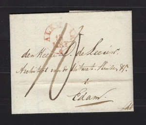 B&D: 1831 Países Bajos: cubierta sin estampillas Alkmaar a Edam con contenido--bonitas huelgas - Imagen 1 de 4