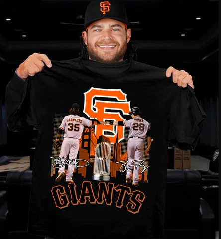 San Francisco Giants Brandon Crawford Buster Posey base ball black tshirt Cover