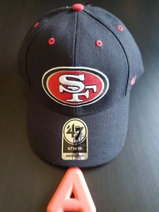 New! - '47 Brand San Francisco 49ers SF Team Logo Black MVP Strap Hat - Adjustab - Picture 1 of 17