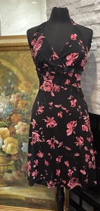 Vintage B Darlin Halter Floral Dress Tulle Underneath Size 7/8 Y2K Retro Pin Up - Picture 1 of 10