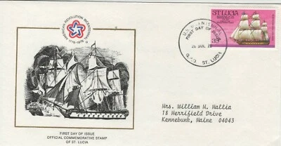ST LUCIA 1976  FIRST DAY COVER "SERAPIS" BRITISH WAR SHIP AMERICAN BICENTENNIAL - Image 1 of 2