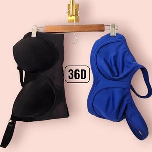 2er Pack 36D Damen Bügel BHs schwarz und blau  - Bild 1 von 13
