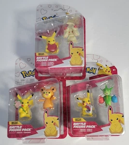 Pokemon Pikachu Battle Figure Pack Valentines Roselia Alcremie Teddiursa - Picture 1 of 15
