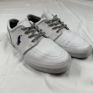 Polo Ralph Lauren Faxon Low Casual White Leather Sneakers Men's Size 10.5 D - Picture 1 of 8