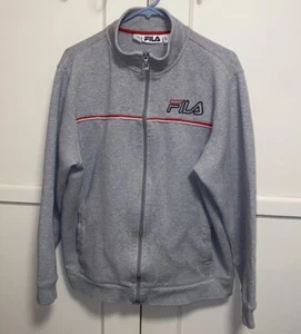 Fila Men’s Large Gray Collared Zip-Up Track Jacket - Picture 1 of 15