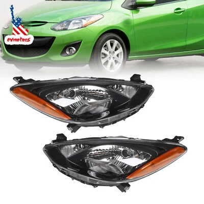 Pair Halogen Headlights Left&Right Side Headlamp For 2011 2012 2013 2014 Mazda 2 - Image 1 of 4