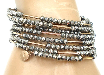 PULSERA CON CUENTAS DE VIDRIO STELLA AND DOT ALAMBRE DE MEMORIA TONO DORADO METÁLICO Foto 1 de 4