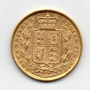 1886 Gold Sovereign, Sydney mint, Victoria young head, shield back issue - Picture 1 of 2