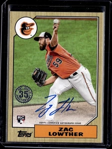 2022 Topps #87BA-ZL Zac Lowther 1987 Topps Baseball 35th Anniversary Auto - Picture 1 of 2