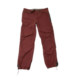 prAna Canvas Stretch Double Knee Hiking Climbing Pants Red Black size 36x32 - Picture 1 of 12