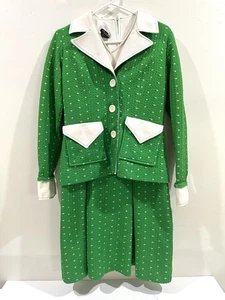 Abito e blazer verde vintage anni 60 Jo Lester 2 pezzi taglia 12 colletto segretario - Foto 1 di 21