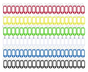 120 Pack Plastic Key Tags with Label Window ID Tag & Split Ring Keychain6 Colors - Picture 1 of 6