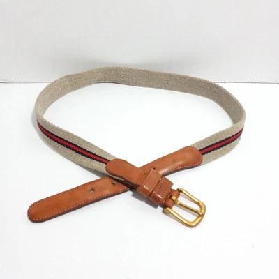 Cinturón Coach vintage cintura talla 30, cuero tejido lana rayas marrón beige rojo en muy buen estado Foto 1 de 4