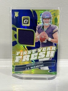 J.J McCarthy 2024 Panini Donruss Optic First Year Fresh Patch RC Vikings FYF-JMY - Imagen 1 de 3