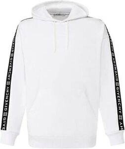 Genuine Givenchy 4g Webbing Stripes Logo Hoodie Sweatshirt White Cotton