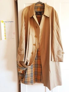 Burberry Unisex Vintage Beige Single Breasted Check Trench Coat UK 56 XLarge - Picture 1 of 8
