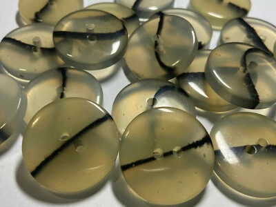 Botón de polietileno grueso/grueso italiano vintage años 80 transparente/negro 18 mm 23 mm 28 mm 2 orificios  Foto 1 de 3