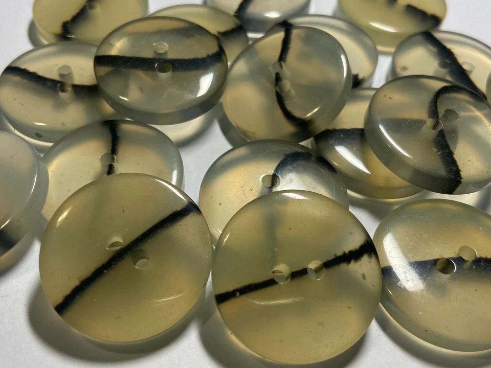 Vintage 80's Italian Thick/Chunky Poly Button Clear/Black 18mm 23mm 28mm 2hole  - Image 1 of 3