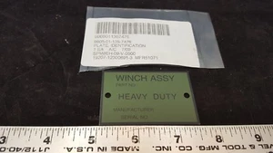 WINCH DATA PLATE M939 M925 12300691-3 F37-4A - Picture 1 of 1
