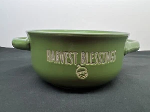 Holiday Home Harvest Blessings Green Ceramic Microwave & Dishwasher Safe Soup Bo - Picture 1 of 4