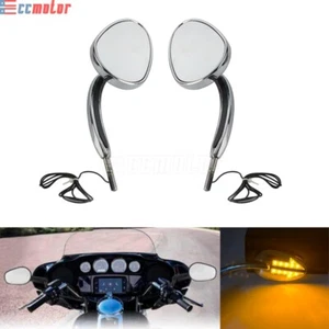 Integrated Arrow LED Turn Signal Mirror For Harley Dyna V-Rod Sportster 883 1200 - Picture 1 of 11