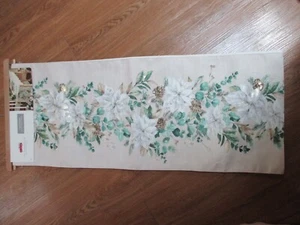 NWT Rachel Ashwell Christmas Holiday White & Gold Poinsettia 72" Table Runner - Picture 1 of 2