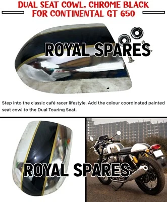 "CAPUCHA DOBLE ASIENTO, CROMO NEGRO" APTO PARA ROYAL ENFIELD CONTINENTAL GT 650 Foto 1 de 4