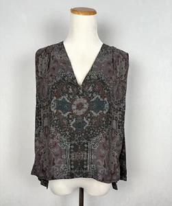 Free People Darcy Sleeveless Tank XS Gray Purple Tapestry Boho Art to Wear Hi-Lo - Picture 1 of 9