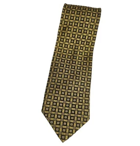 Corbata de seda CALABRESE ITALIA negra dorada borgoña geométrica con:3,7" usada en excelente estado - Imagen 1 de 3