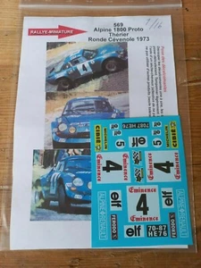 DECALS 1/16 REF 569 ALpine 1800 Proto Thérier Ronde Cévenole 1973 - Foto 1 di 1