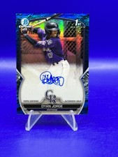 2023 Bowman 1st Chrome Dyan Jorge Prospect Blue Lunar Crater Refractor Auto /150