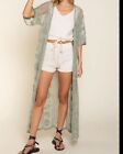 Pol Women?S Lace Kimono Sage Olive Green Embroidered Short Sleeve Bell Sleeve