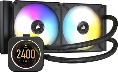 Refroidissement liquide processeur Corsair iCUE H100i Elite LCD PWM 120 mm RV... - Photo 1/4
