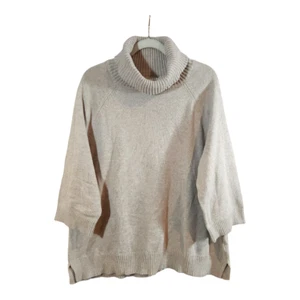 Soft Surroundings Wool Blend Button-back Turtleneck Sweater in Beige Women's 1X - Picture 1 of 6